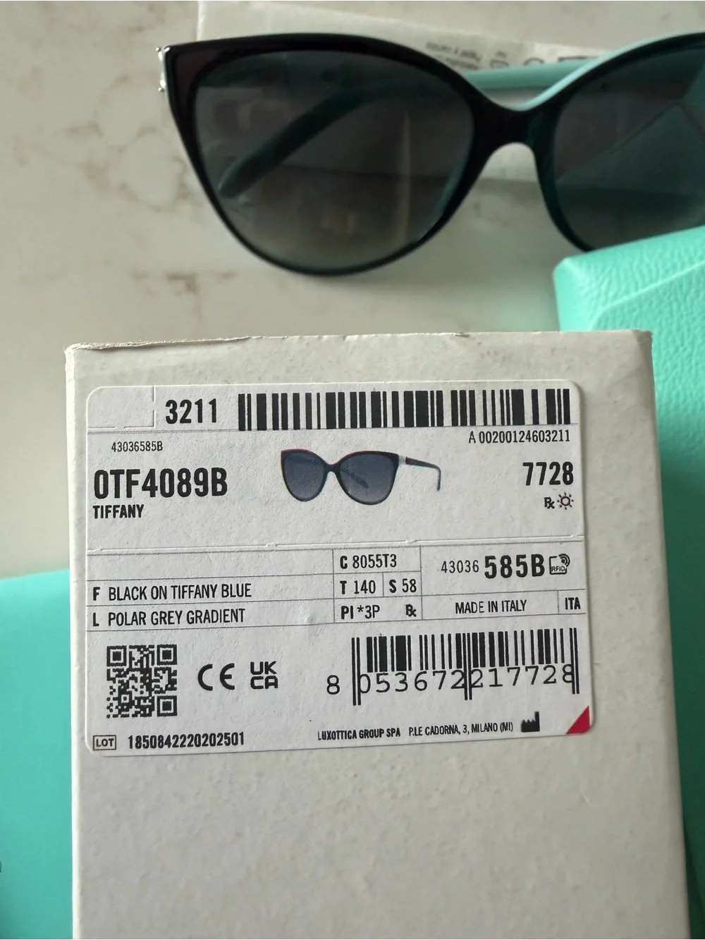 Tiffany & Co. TF4089B Polarized Sunglasses – Black / Tiffany Blue – Discontinued